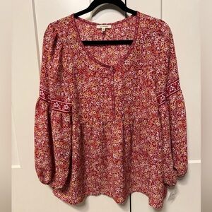 Max Studio Floral Red Women's Top